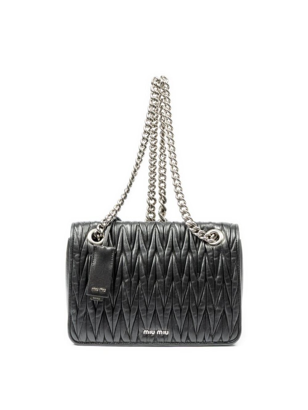 Miu Miu Medium Club Chain Flap Bag Black Nappa Matelasse Leather